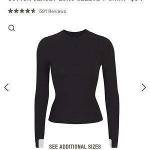 NWT SKIMS XS COTTON JERSEY LONG SLEEVE